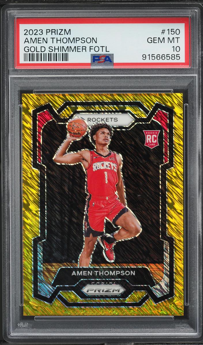 2023 Panini Prizm Basketball Gold Shimmer FOTL Amen Thompson #150 PSA 9