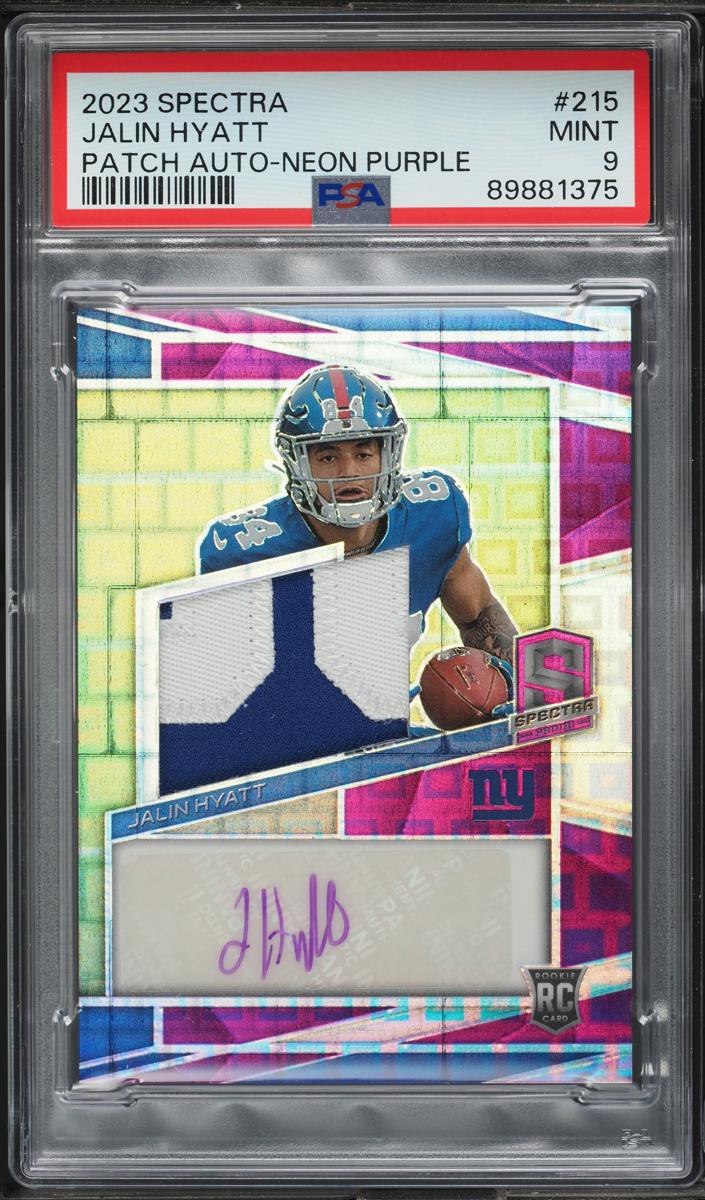 2023 Panini Spectra Football Neon Purple Jalin Hyatt #215 PSA 9