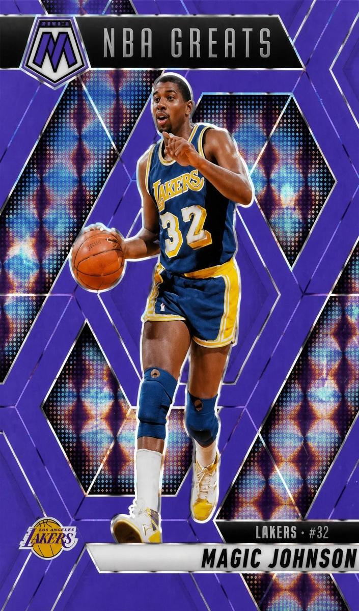 2024 Panini Mosaic Basketball Purple Fluorescent Magic Johnson #296 PSA 9
