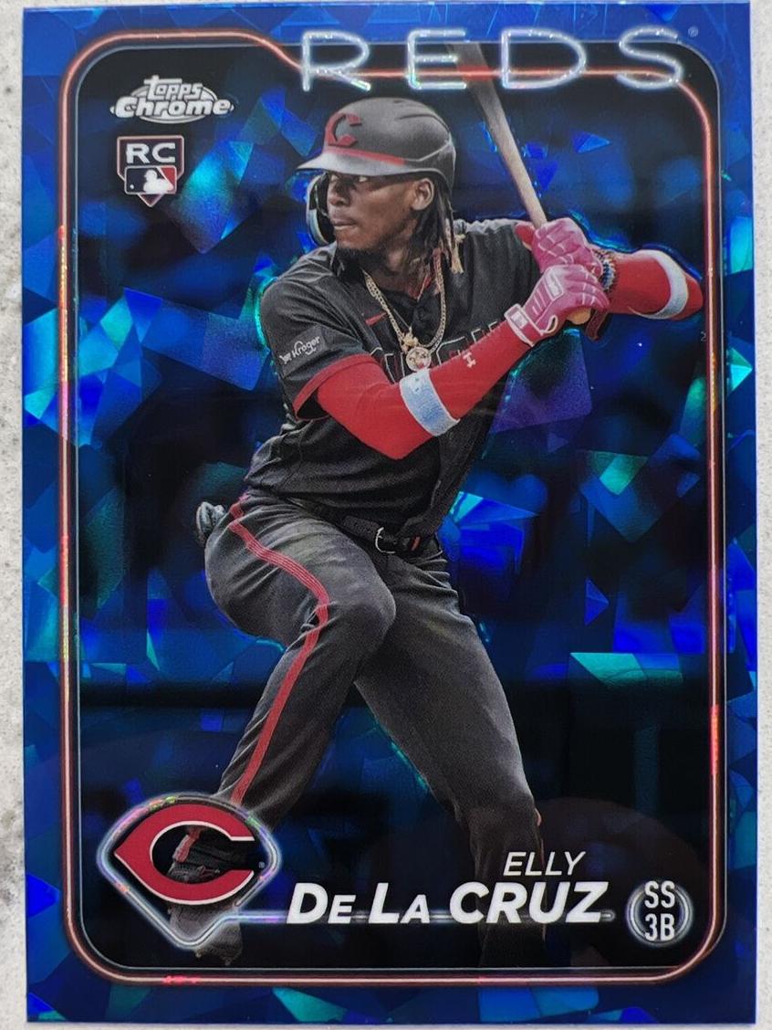 2024 Topps Chrome Sapphire Baseball Red Elly De La Cruz #141 PSA 9