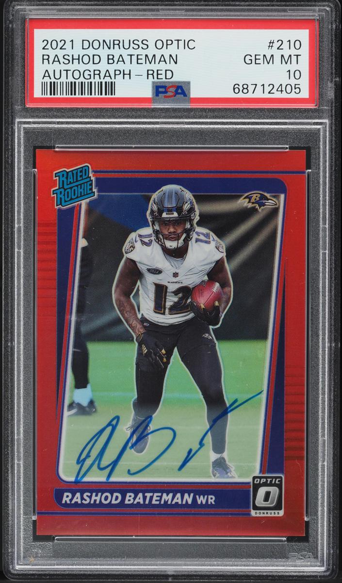 2021 Donruss Optic Football Red Rashod Bateman #210 PSA 9