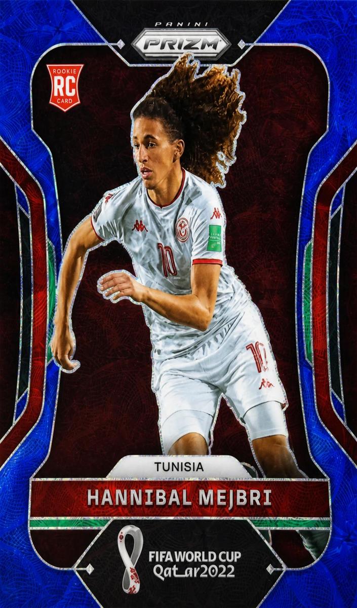 2022 Panini Prizm FIFA World Cup Qatar Soccer Choice Prizms Blue Hannibal Mejbri #195