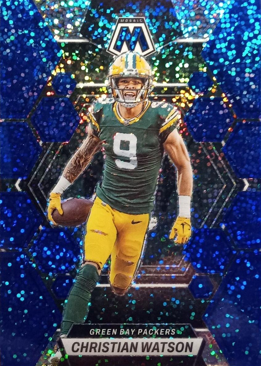 2023 Panini Mosaic Football Blue Sparkle Christian Watson #86