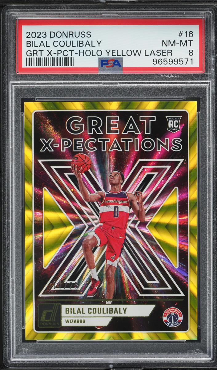 2023 Panini Donruss Basketball Holo Yellow Laser Bilal Coulibaly #16 PSA 7.5