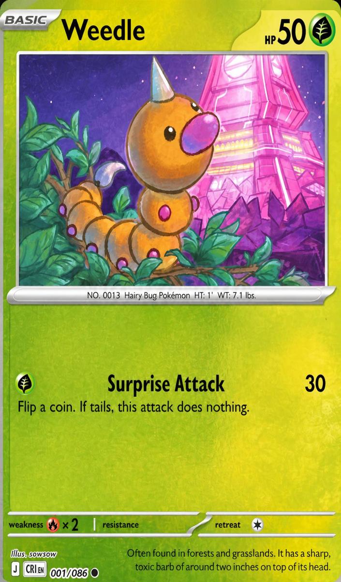 2026 Pokemon Mega Evolution Chaos Rising Reverse Holo Weedle #1