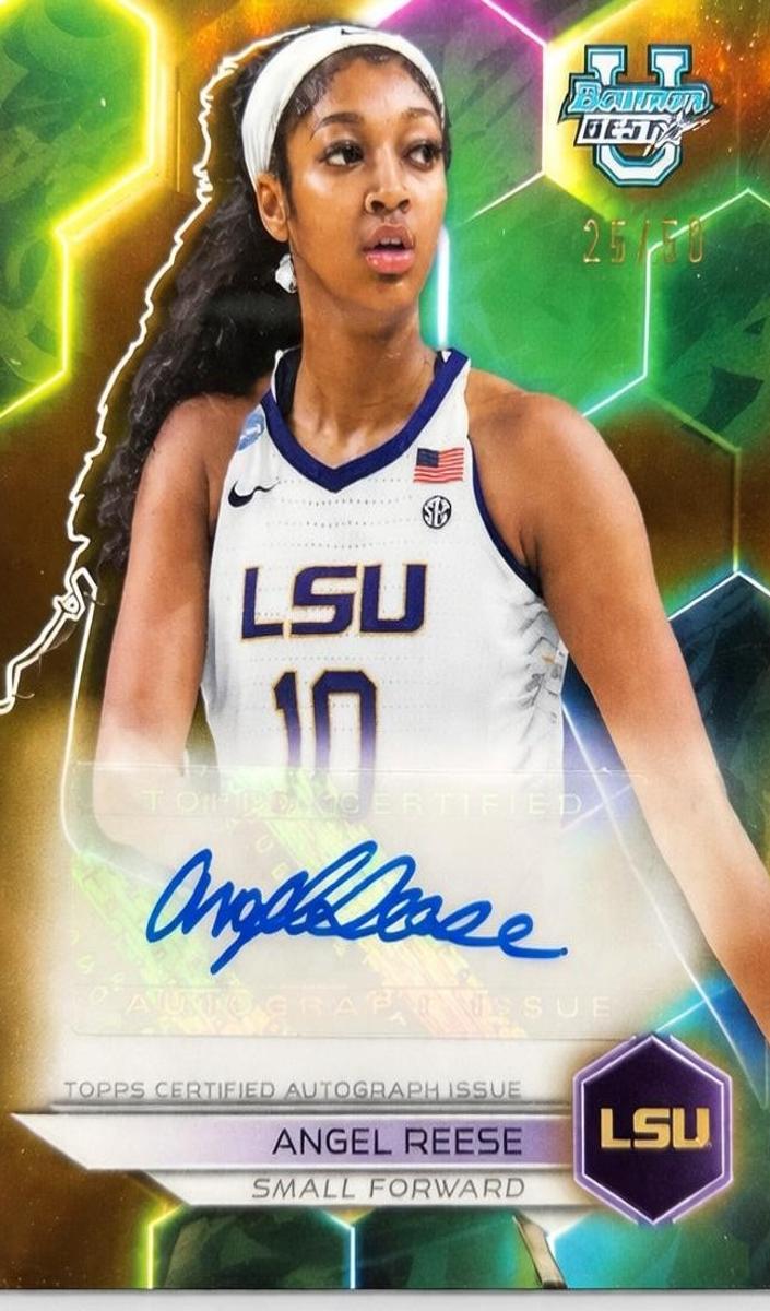 2023 Bowman Best University Basketball Gold Geometric Refractor Angel Reese #B23-AR