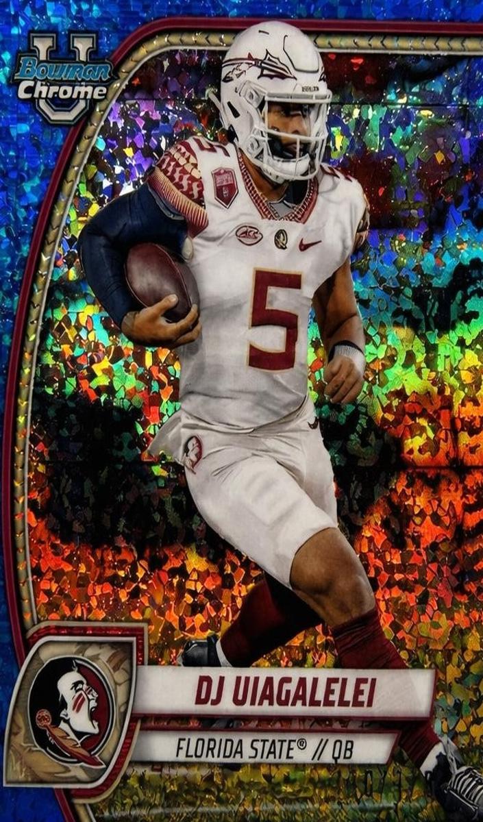 2024 Bowman Chrome University Football Blue Mini Diamond Refractor DJ Uiagalelei #48