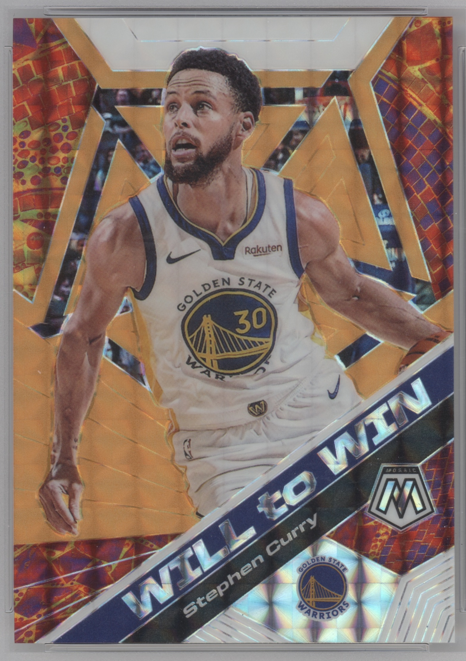 2019 Panini Mosaic Basketball Orange Fluorescent Stephen Curry #14 PSA 10