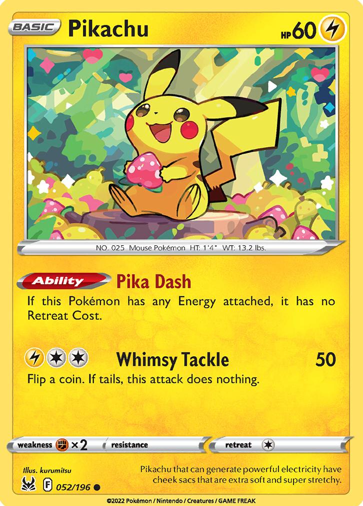 2022 Pokemon Lost Origin Reverse Foil Pikachu #52