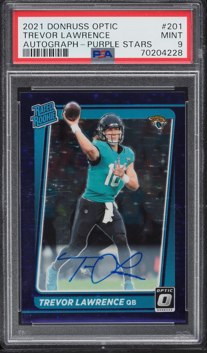 2021 Donruss Optic Football Purple Stars Trevor Lawrence #201 PSA 7.5