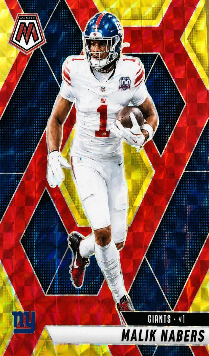 2025 Panini Mosaic Football Choice Fusion Red and Yellow Malik Nabers #100