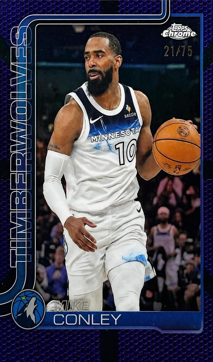 2025 Topps Chrome Basketball RayWave Purple Refractor Mike Conley #132 PSA 9