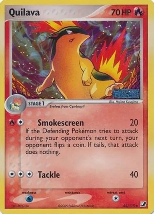 2005 Pokemon EX Unseen Forces Reverse Holo Quilava #45