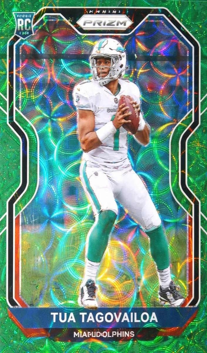 2020 Panini Prizm Football Green Scope Tua Tagovailoa #339 PSA 9