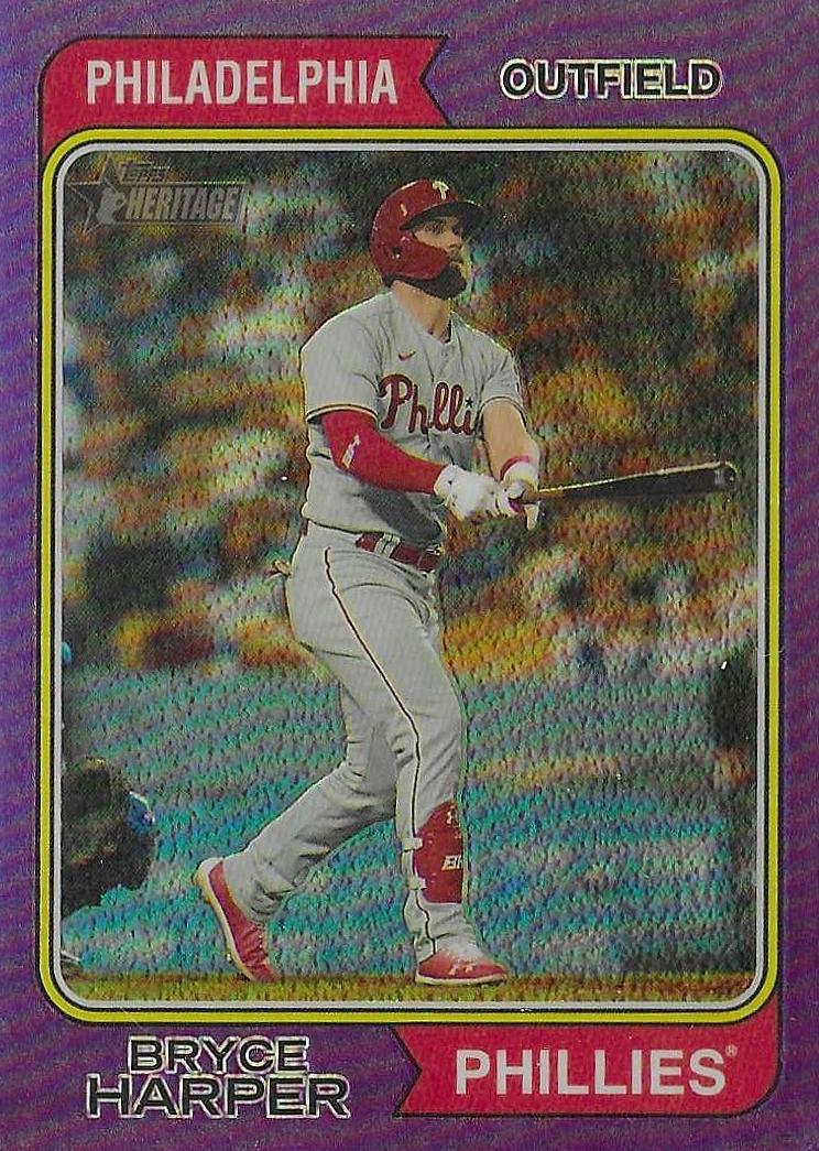 2023 Topps Heritage Baseball Purple Hot Box Refractor Bryce Harper #17 PSA 9