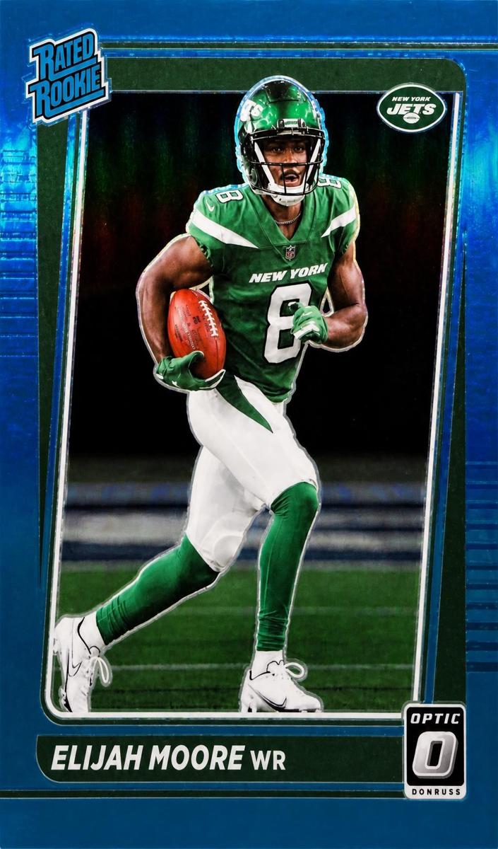 2021 Donruss Optic Football Aqua Elijah Moore #216 PSA 10