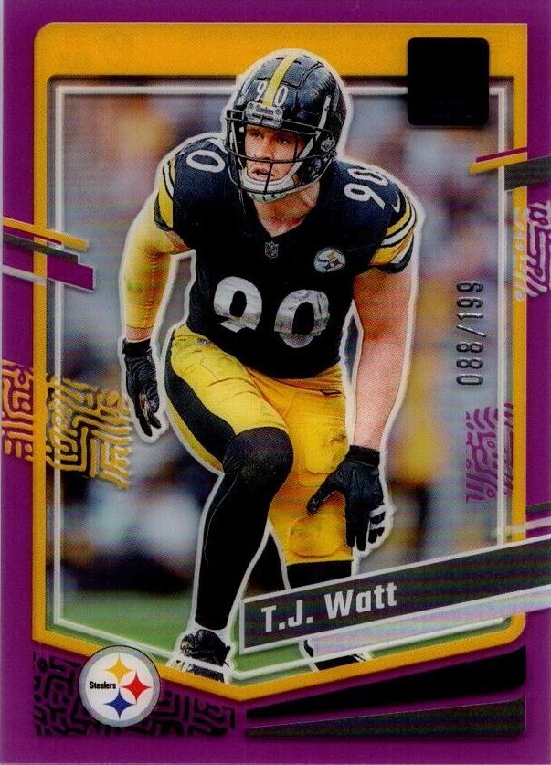 2023 Panini Clearly Donruss Football Purple T.J. Watt #42