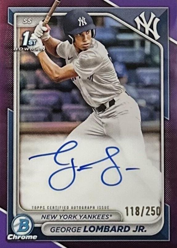 2024 Bowman Chrome Prospects Baseball Purple George Lombard Jr. #CPA-GLO PSA 10