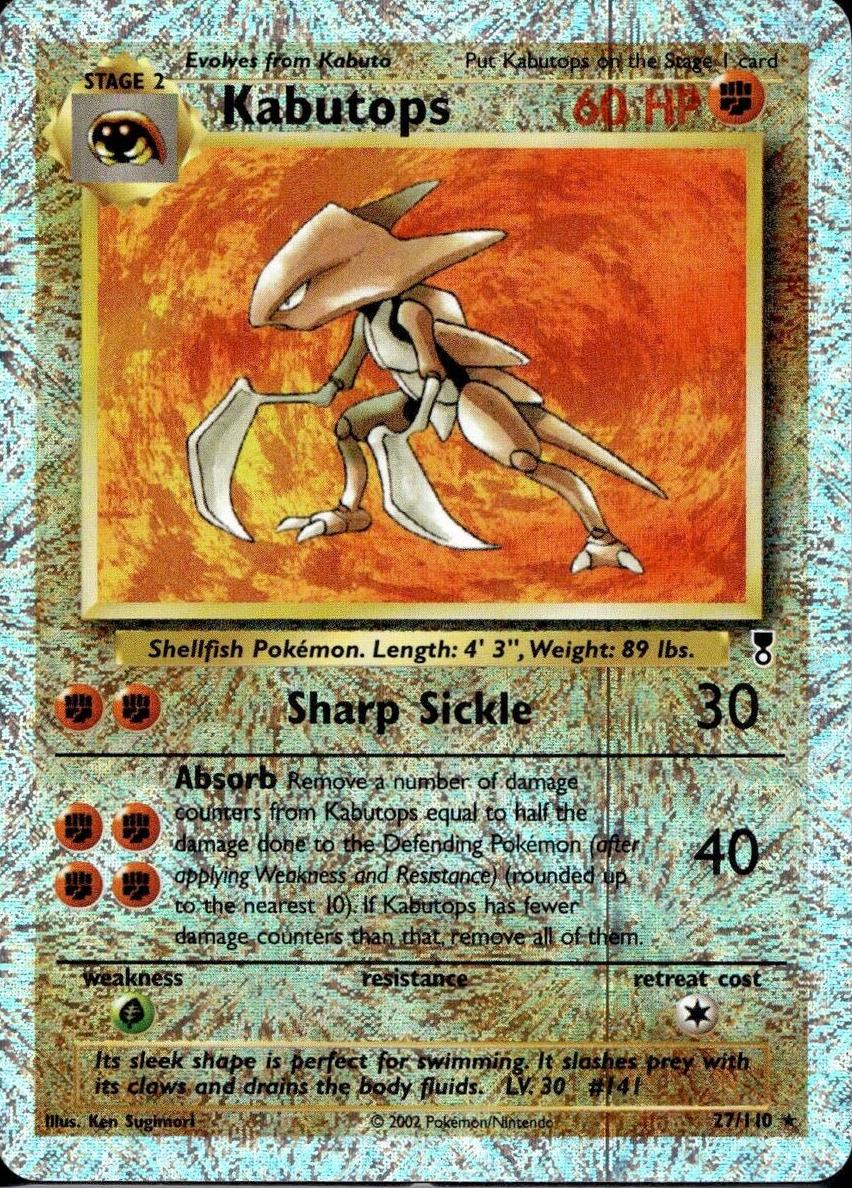 2002 Pokemon Legendary Collection Reverse Foil Kabutops #27