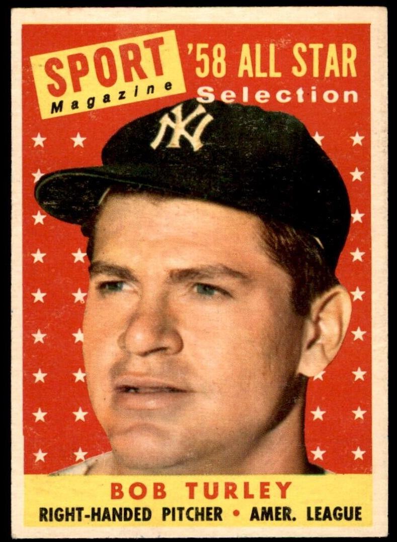 1958 Topps Baseball All-Star Bob Turley #493 PSA 7