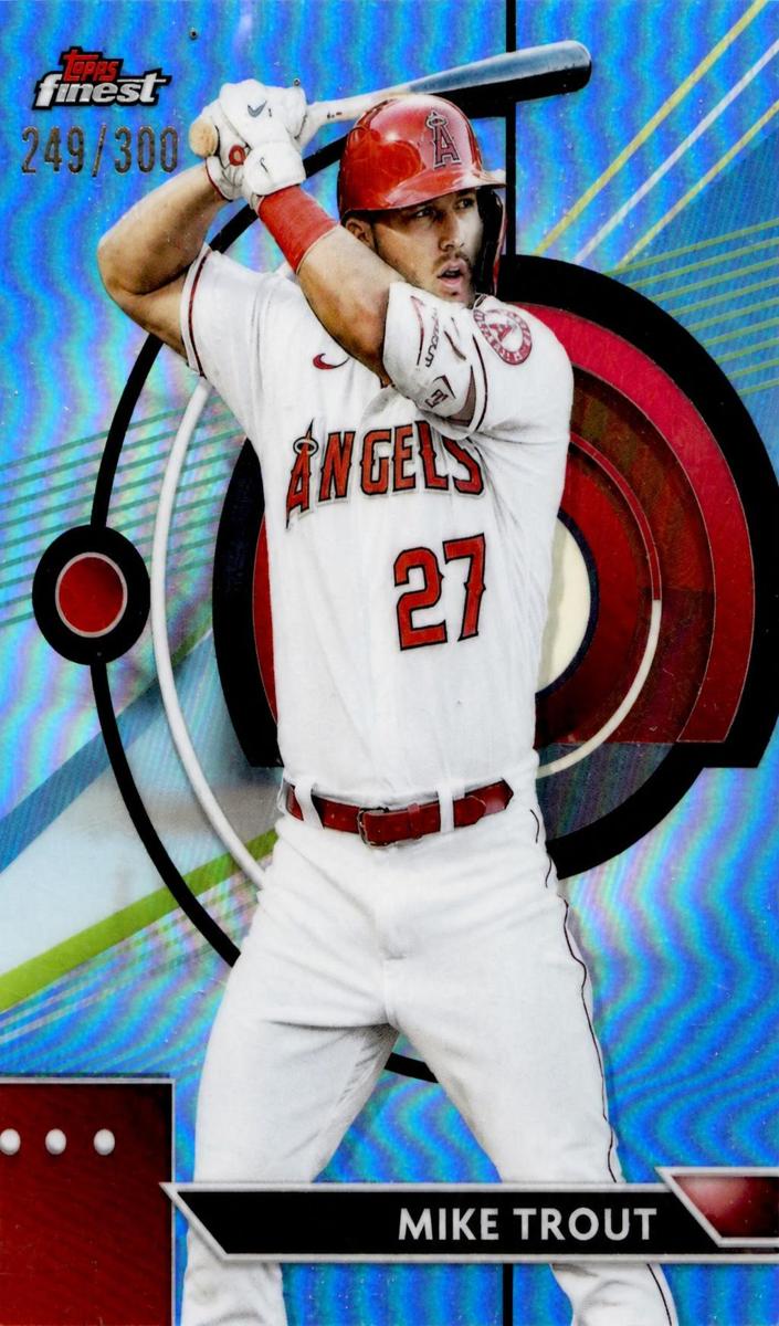 2023 Topps Finest Baseball Sky Blue Mike Trout #90 PSA 9