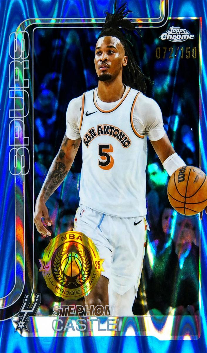 2025 Topps Chrome Basketball RayWave Blue Refractor Stephon Castle #228