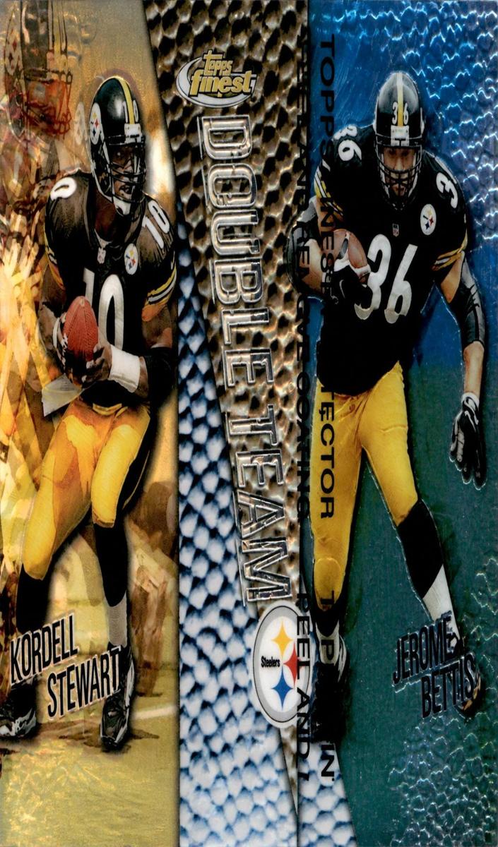 1999 Topps Finest Football Left Side Refractor Kordell Stewart / Jerome Bettis #DT5