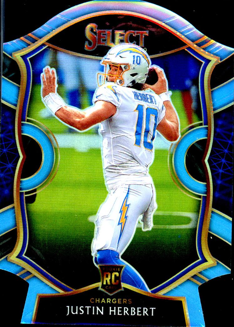2020 Panini Select Football Die Cut Light Blue Justin Herbert #44 PSA 8.5