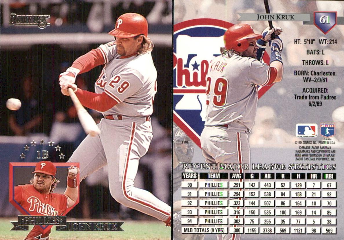 1995 Donruss Baseball John Kruk #61