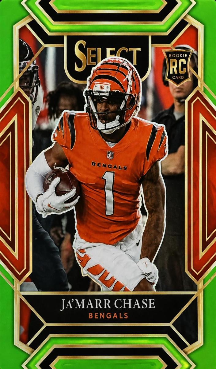 2021 Panini Select Football Die Cut Neon Green Ja'Marr Chase #247 PSA 9