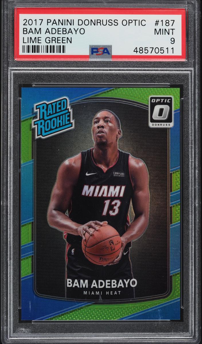 2017 Donruss Optic Basketball Lime Green Bam Adebayo #187 PSA 9