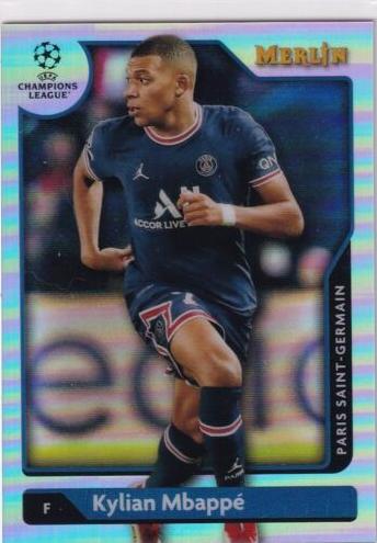 2021 Topps Merlin Chrome UEFA Champions League Soccer Refractor Kylian Mbappe #100 PSA 8