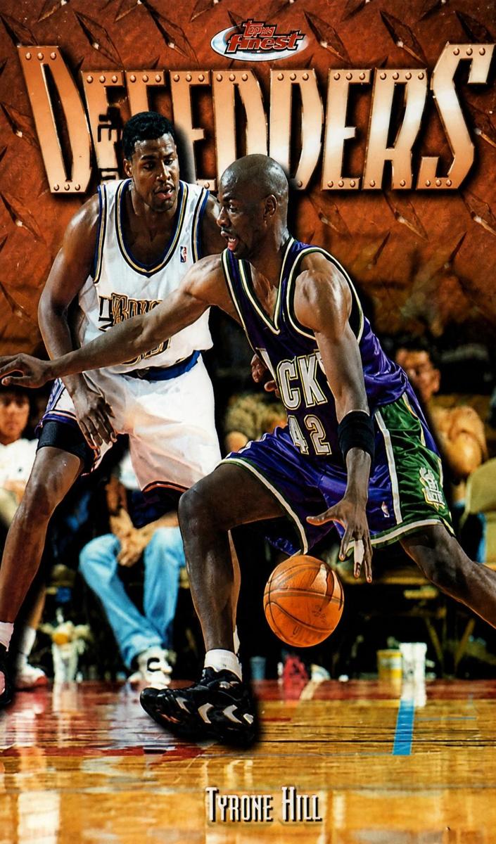 1997 Topps Finest Basketball Refractor Tyrone Hill #182