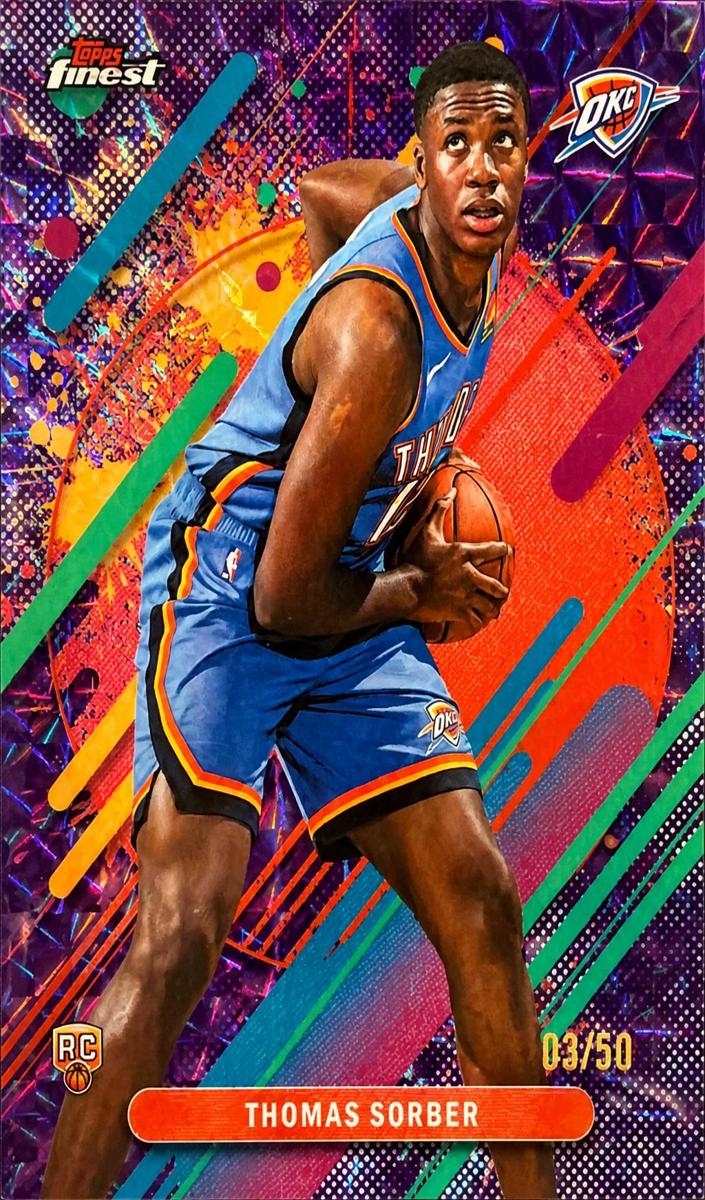 2025 Topps Finest Basketball Purple Geometric Refractor Thomas Sorber #215