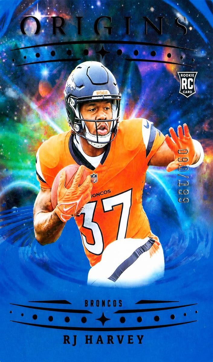 2025 Panini Origins Football Holo Blue RJ Harvey #141