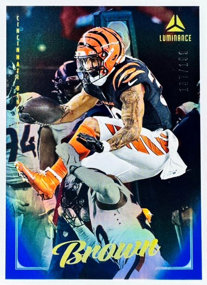 2025 Panini Luminance Football Blue Chase Brown #56