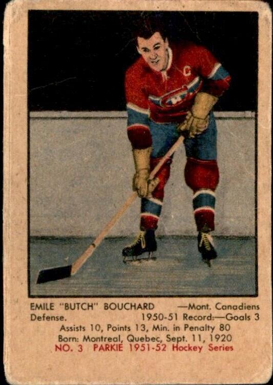 1951 Parkhurst Hockey Butch Bouchard #3 PSA 6