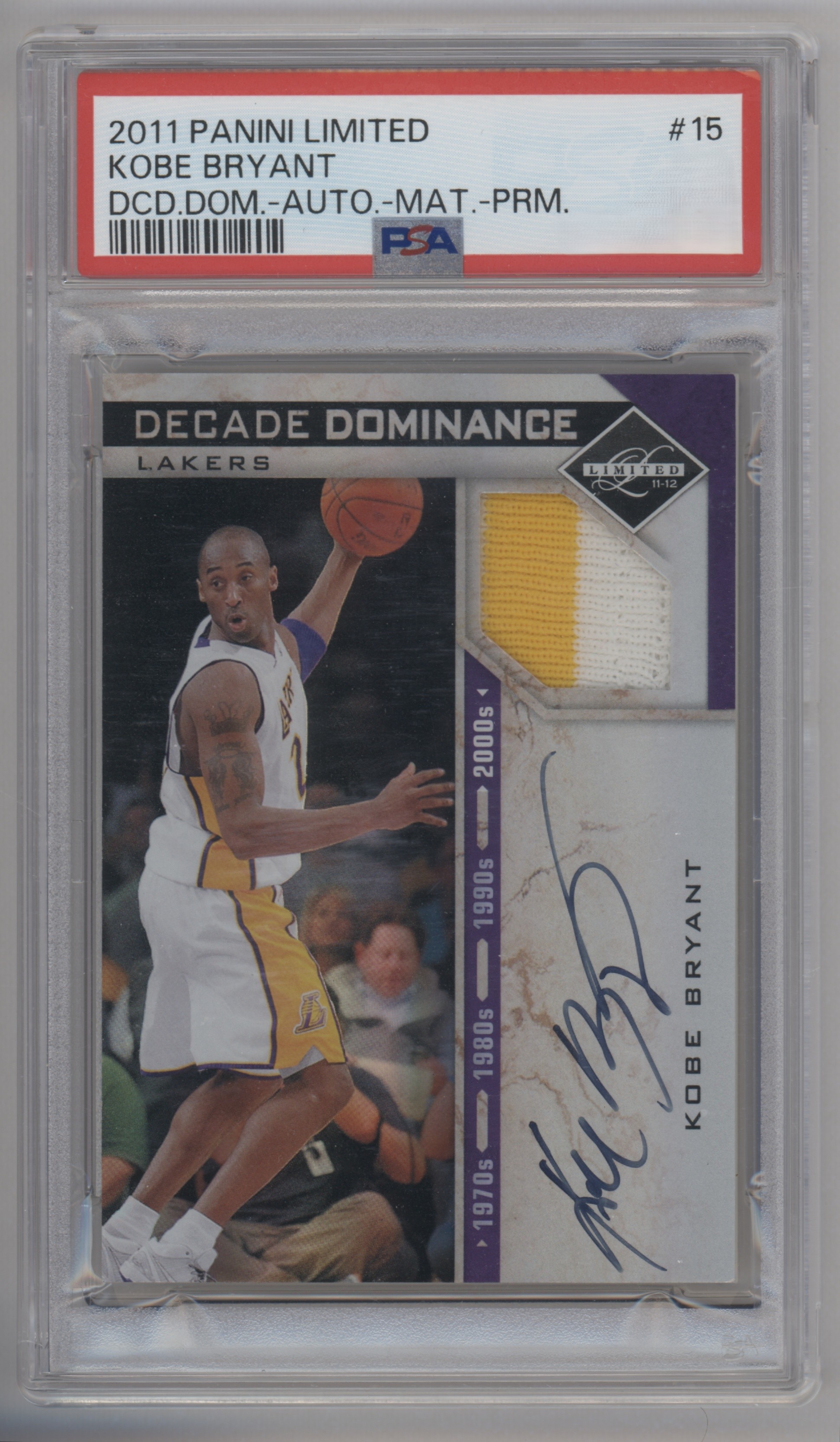 2011 Panini Limited Basketball Prime Kobe Bryant #15