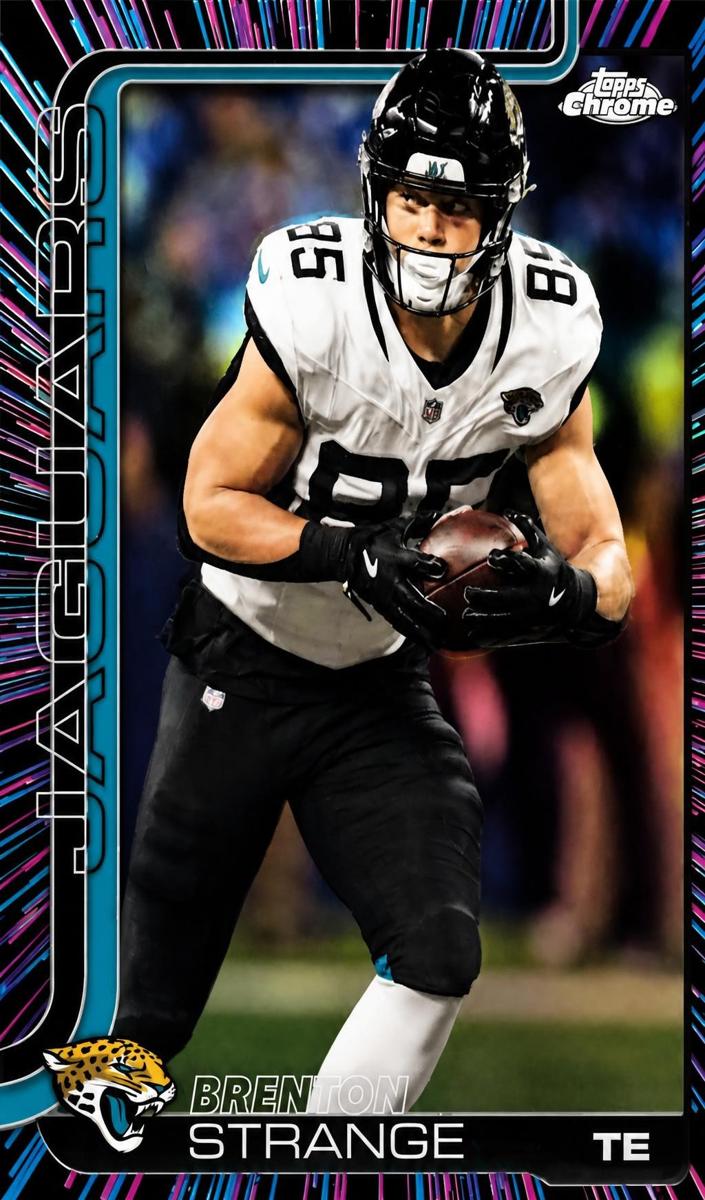 2025 Topps Chrome Football Neon Pulse Refractor Brenton Strange #137