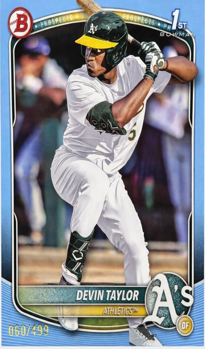 2025 Bowman Draft Baseball Sky Blue Devin Taylor #BD-135 PSA 8