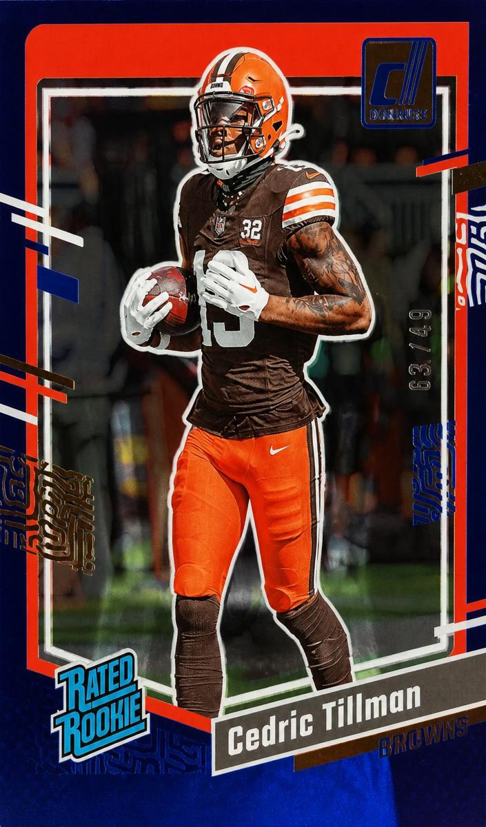 2023 Panini Clearly Donruss Football Blue Cedric Tillman #54 PSA 10