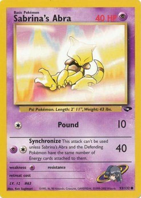 2000 Pokemon Gym Challenge Sabrina's Abra #93