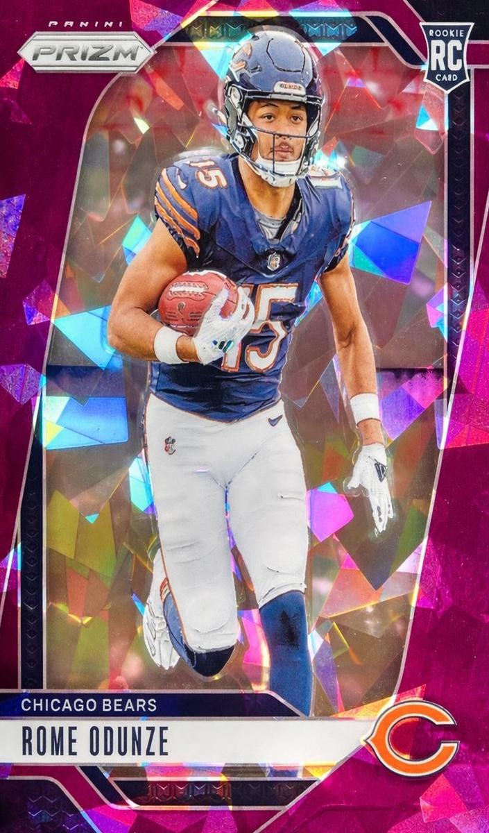2024 Panini Prizm Football Purple Ice Rome Odunze #385 PSA 8