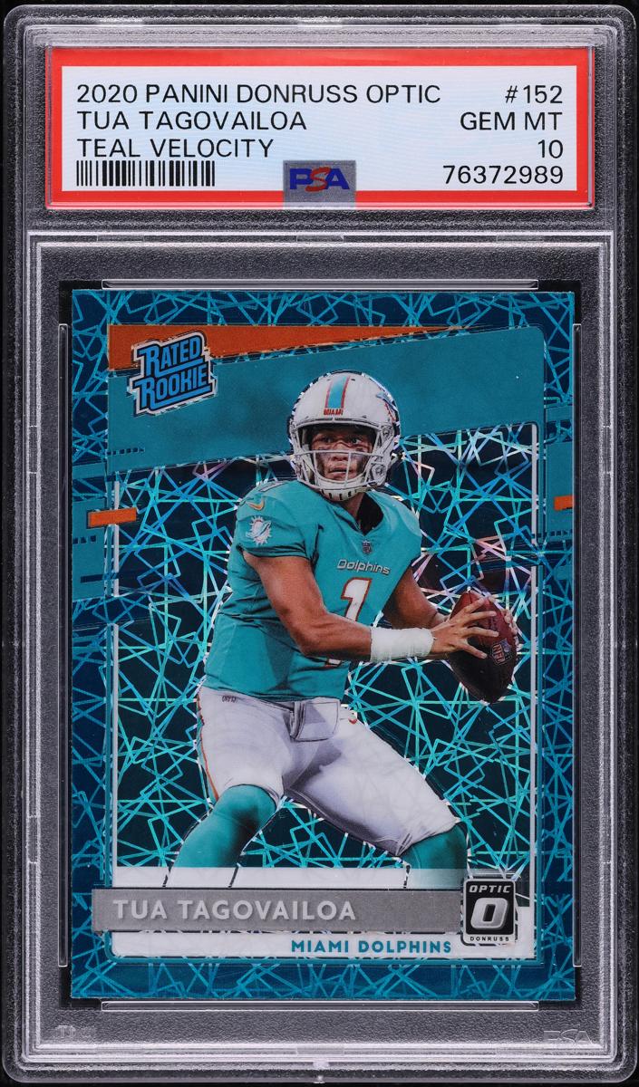 2020 Donruss Optic Football Teal Velocity Tua Tagovailoa #152 PSA 9