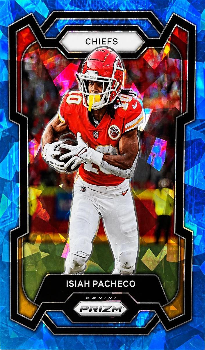 2023 Panini Prizm Football Blue Ice Isiah Pacheco #144