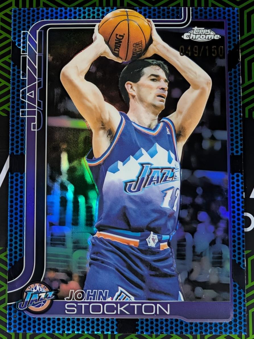 2025 Topps Chrome Basketball Blue Refractor John Stockton #250