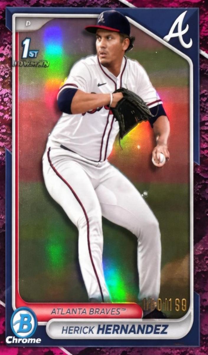2024 Bowman Draft Chrome Baseball Fuchsia Lunar Refractor Herick Hernandez #BDC-145 PSA 10