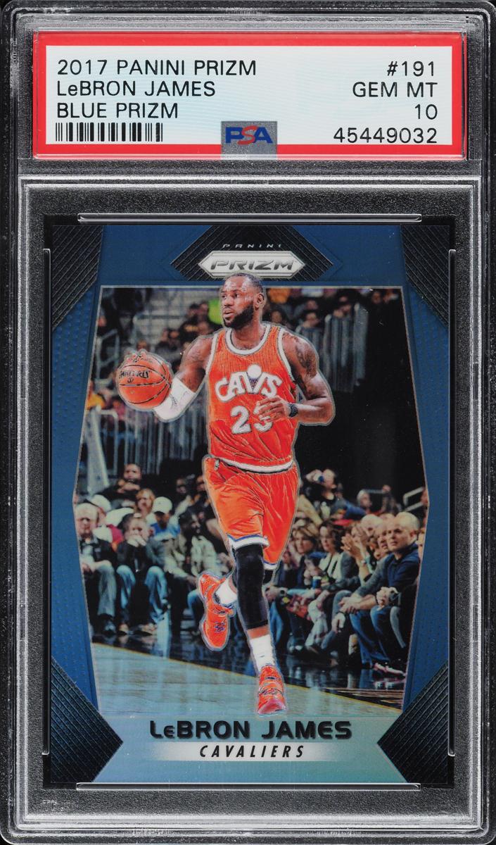2017 Panini Prizm Basketball Prizm Blue LeBron James #191 PSA 9