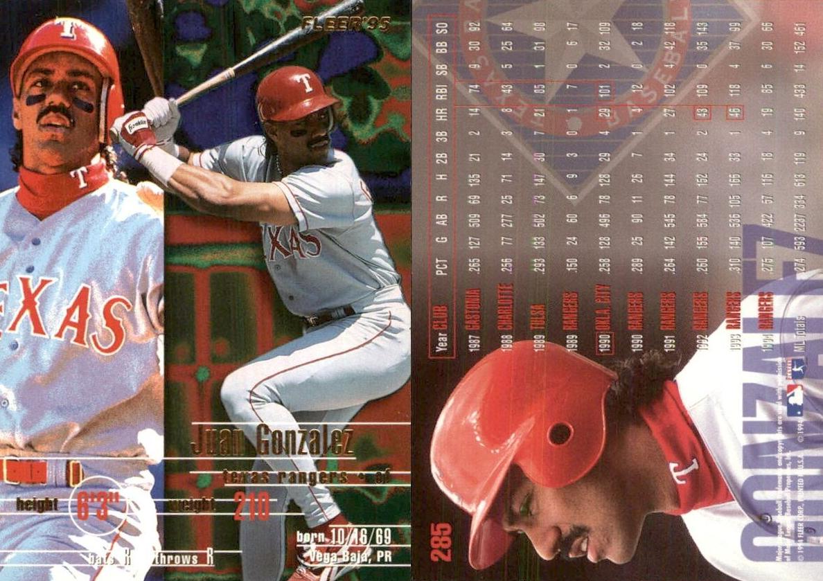 1995 Fleer Baseball Juan Gonzalez #285