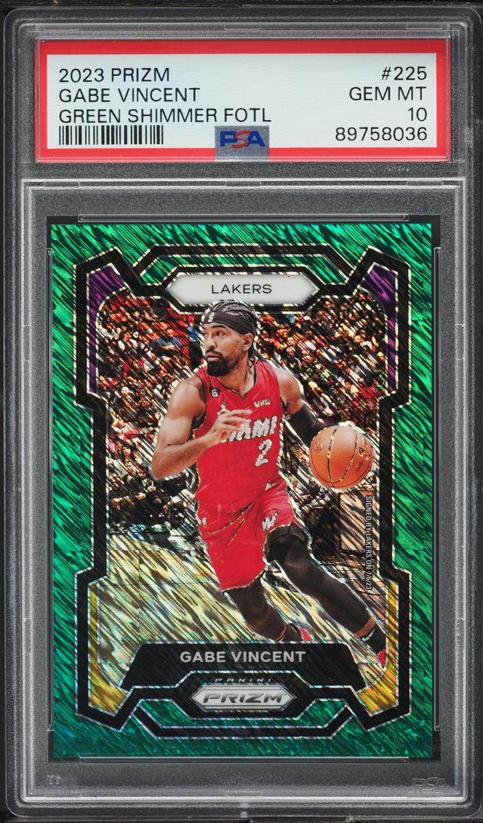 2023 Panini Prizm Basketball Green Shimmer FOTL Gabe Vincent #225 PSA 10